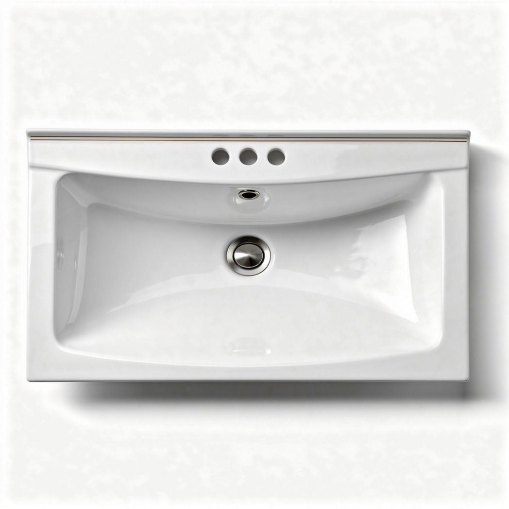 Witte keramische wastafel 60 x 40 x 15 cm met drie kranen gaten
