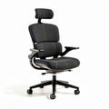 Ergonomische bureaustoel met verstelbare rugleuning en hoofdsteun in zwart stof 60 x 60 x 110cm