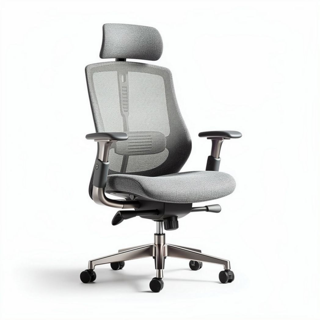 Ergonomische bureaustoel met mesh rugleuning en verstelbare armleuningen grijs 60 x 60 x 120cm
