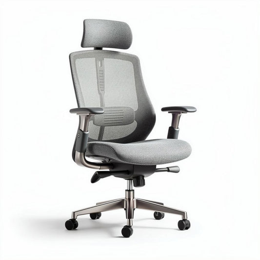 Ergonomische bureaustoel met mesh rugleuning en verstelbare armleuningen grijs 60 x 60 x 120cm