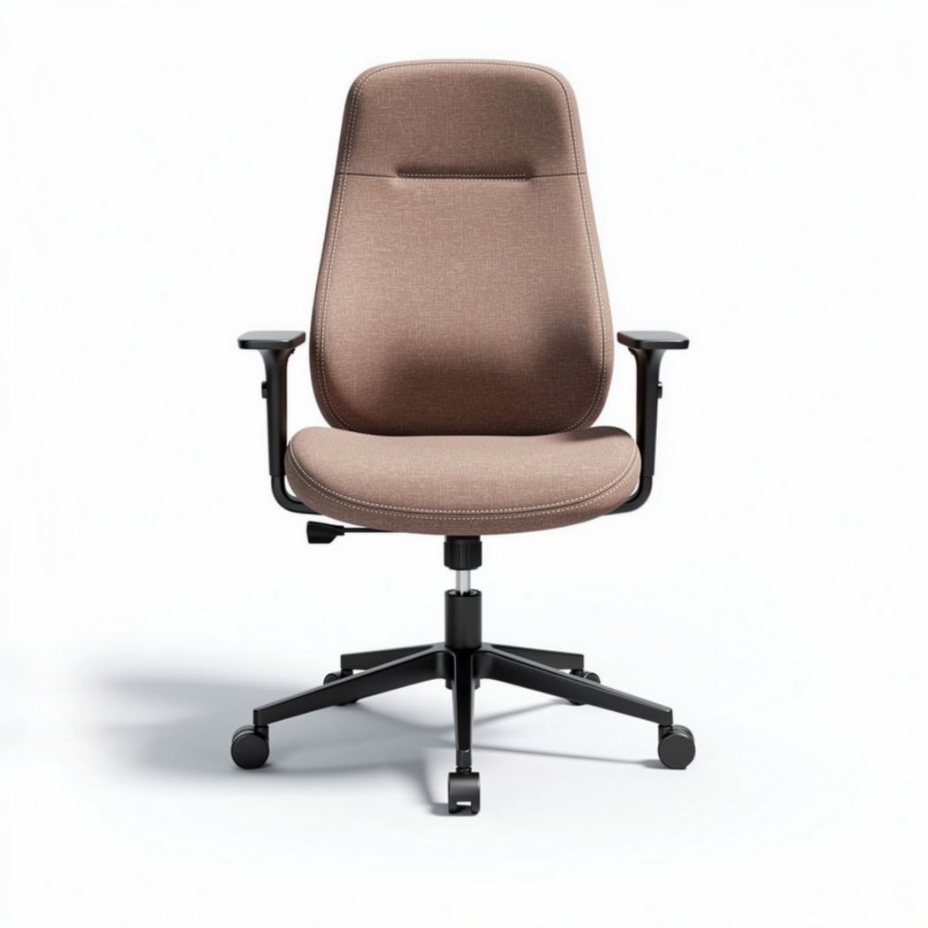 Ergonomische bureaustoel in bruin textiel met verstelbare armleuningen 60 x 60 x 100cm