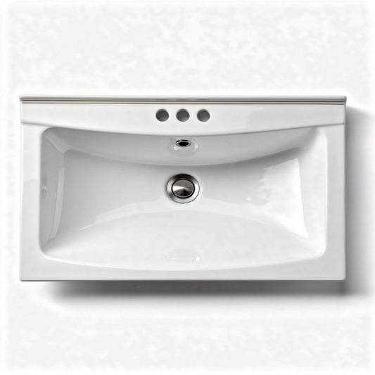 Witte keramische wastafel 60 x 40 x 15 cm met drie kranen gaten
