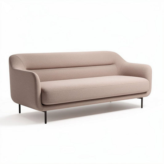 Bank van stof in beige met metalen poten 200 x 85 x 75cm