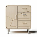 Houten opbergkast met drie lades en een deur in natuurlijk interieurdesign 60 x 40 x 80cm