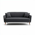 Lage bank van donkergrijs stof met twee kussens afmetingen 180 x 90 x 85 cm
