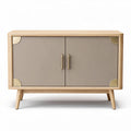 Ladenkast van hout met grijze deuren en gouden handgrepen 90 x 45 x 70cm