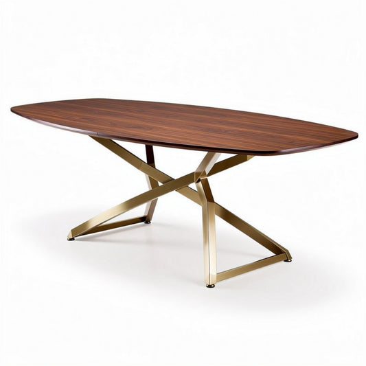 eettafel van hout en metaal met een afmeting van 200 x 100 x 75 cm