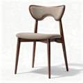 Eetkamerstoel van hout met een stoffen zitting in beige 45 x 45 x 85cm